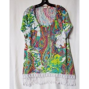 Westbound Woman Paisley Fringed Blouse Size 1X